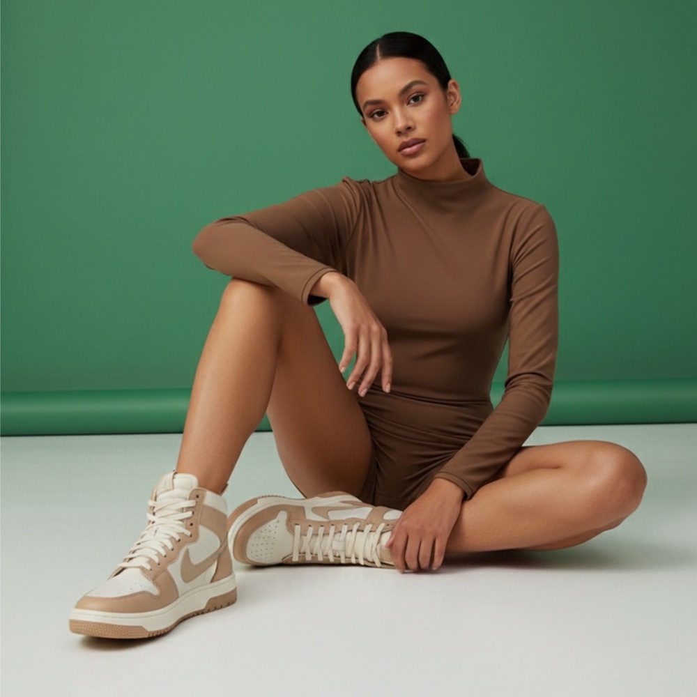 Skims Brown Long Sleeve Bodysuit